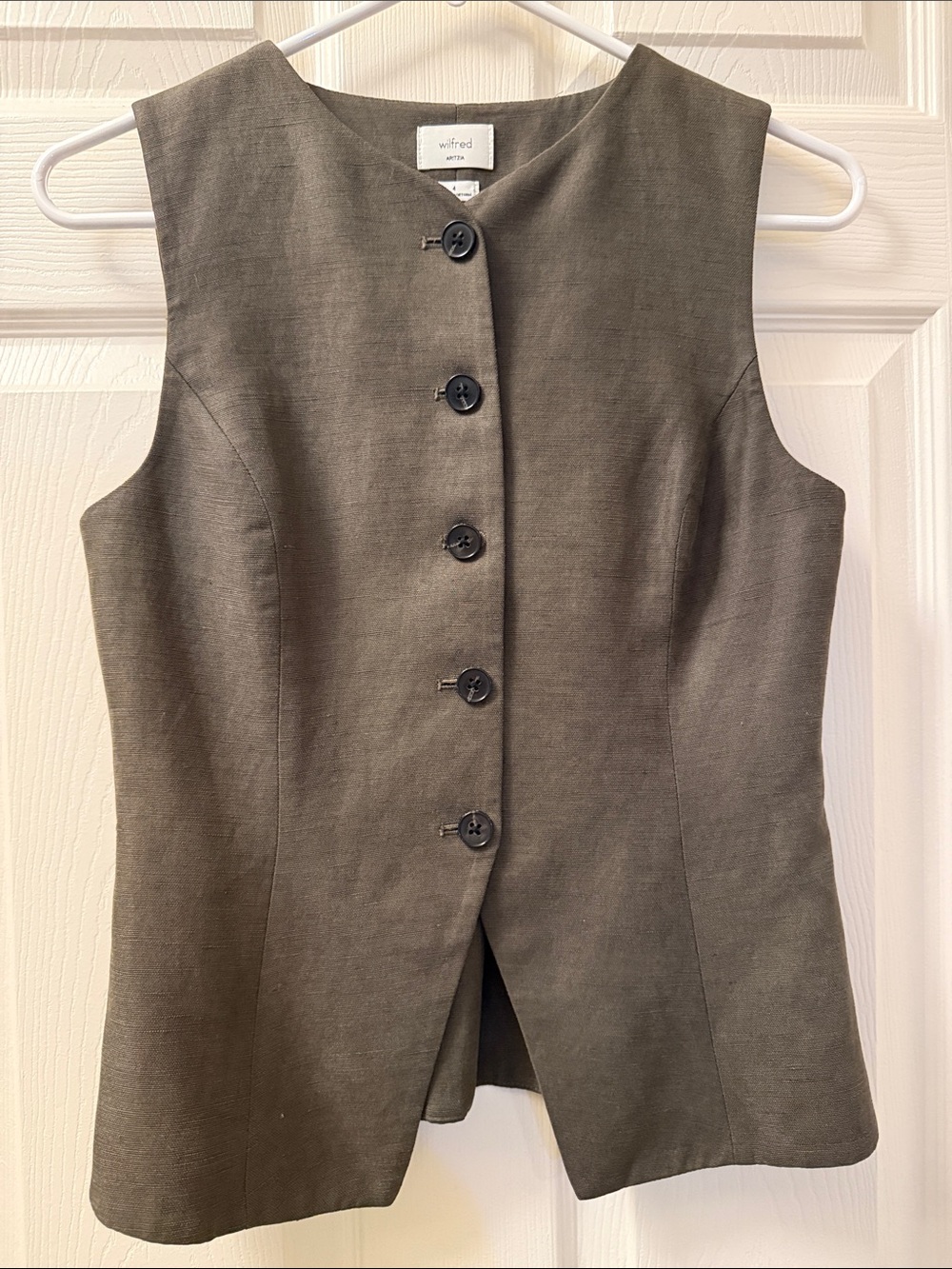 Aritzia Wilfred Regal Vest Button Up Tailored Crew Neck Waistcoat Size 4